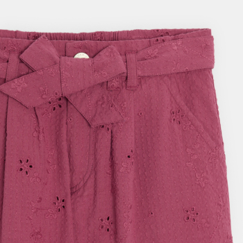 بنطلون واسع بتطريز إنجليزي باللون الترابي للفتيات